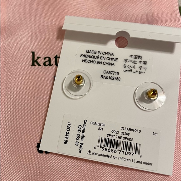 New Gold Spot The Spade Pave Halo Spade Studs Earrings - Picture 6 of 6